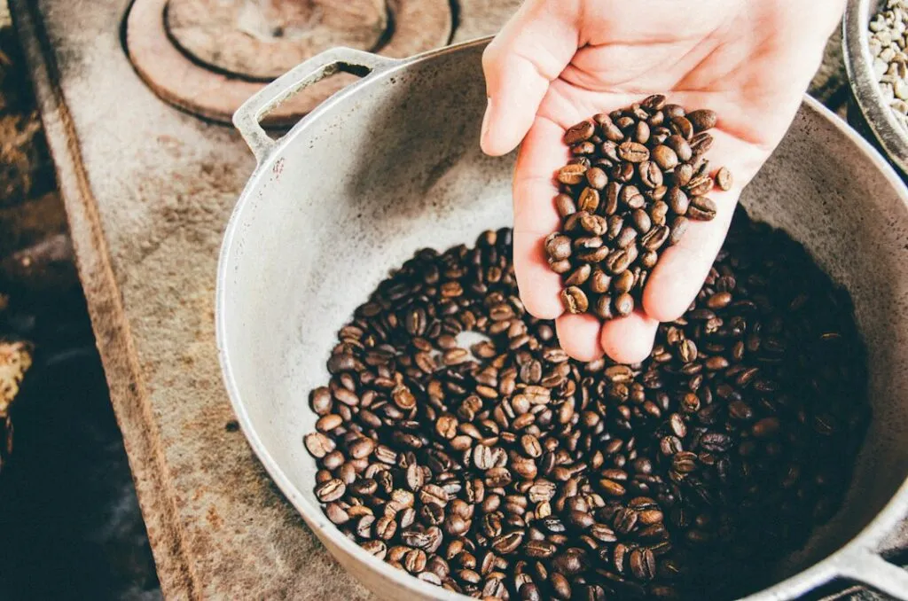 Photo quality coffee beans brewing